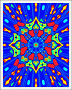 Vibrant Blue Central Geometric Burst Rug
