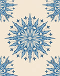 Indigo Blue Feathered Medallion Collage Rug