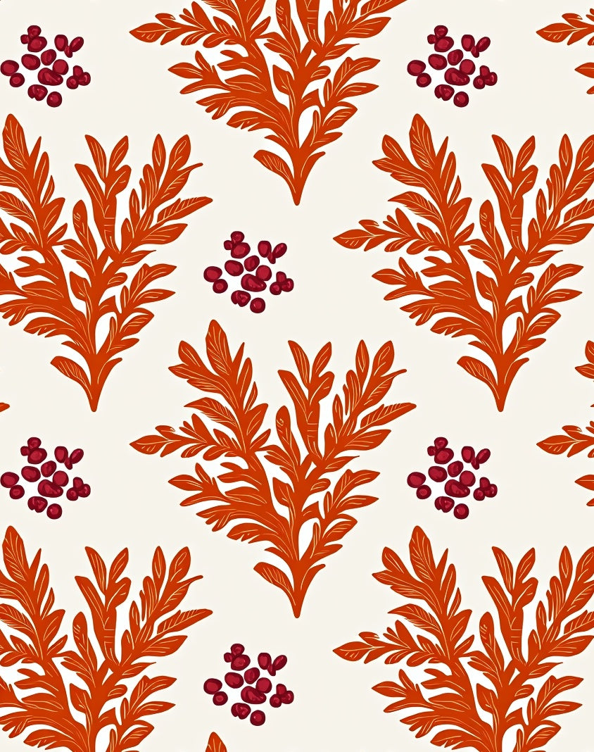 Orange Coral Berry Cluster Rug