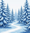 Blue Snowy Forest Path Rug