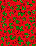 Festive Red Green Holly Swirl Rug