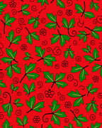 Festive Red Green Holly Swirl Rug