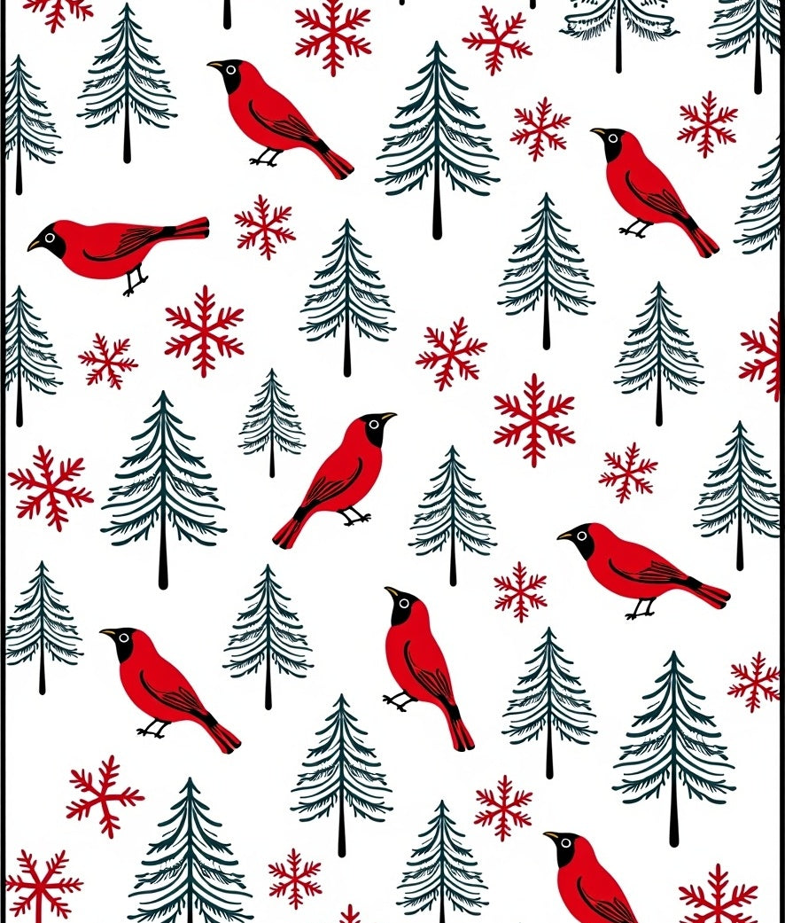Red Cardinal Snowscape Trees Rug