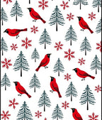 Red Cardinal Snowscape Trees Rug