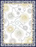 Ornate Blue Gold Sunburst Scatter Rug