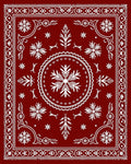 Crimson White Floral Laurel Border Rug