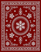 Crimson White Floral Laurel Border Rug