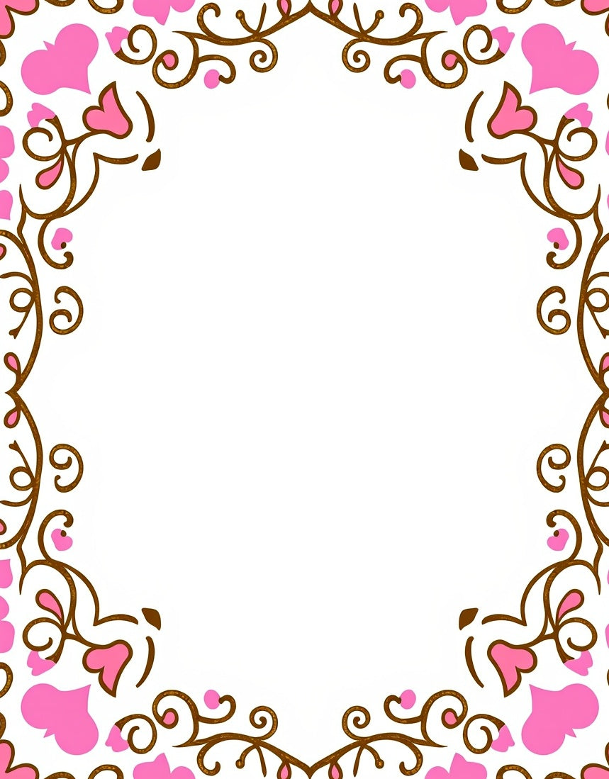 Pink Heart Vine Border Rug