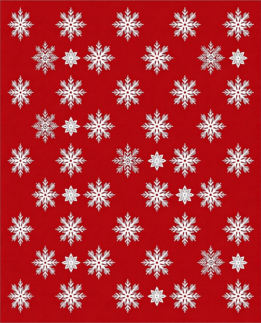 Classic White Snowflake Festive Red Rug