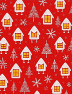 Red Gingerbread Houses and Trees Rug