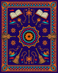 Mystical Crimson and Teal Brooms Rug