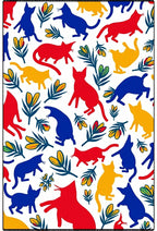 Whimsical Cat and Flower Collage Rug