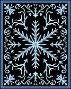 Winter Blue Snowflake Foliage Art Rug