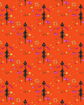 Orange Folk Art Floral Medallion Rug