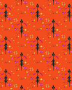 Orange Folk Art Floral Medallion Rug