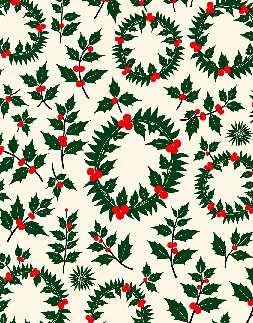 Holiday Holly Wreath Arrangement Rug