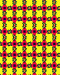 Bold Yellow Red Floral Grid Rug