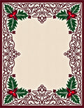 Crimson Poinsettia Scroll Border Rug