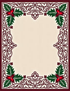 Crimson Poinsettia Scroll Border Rug