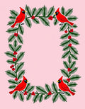 Crimson Cardinal Evergreen Garland Border Rug