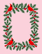 Crimson Cardinal Evergreen Garland Border Rug