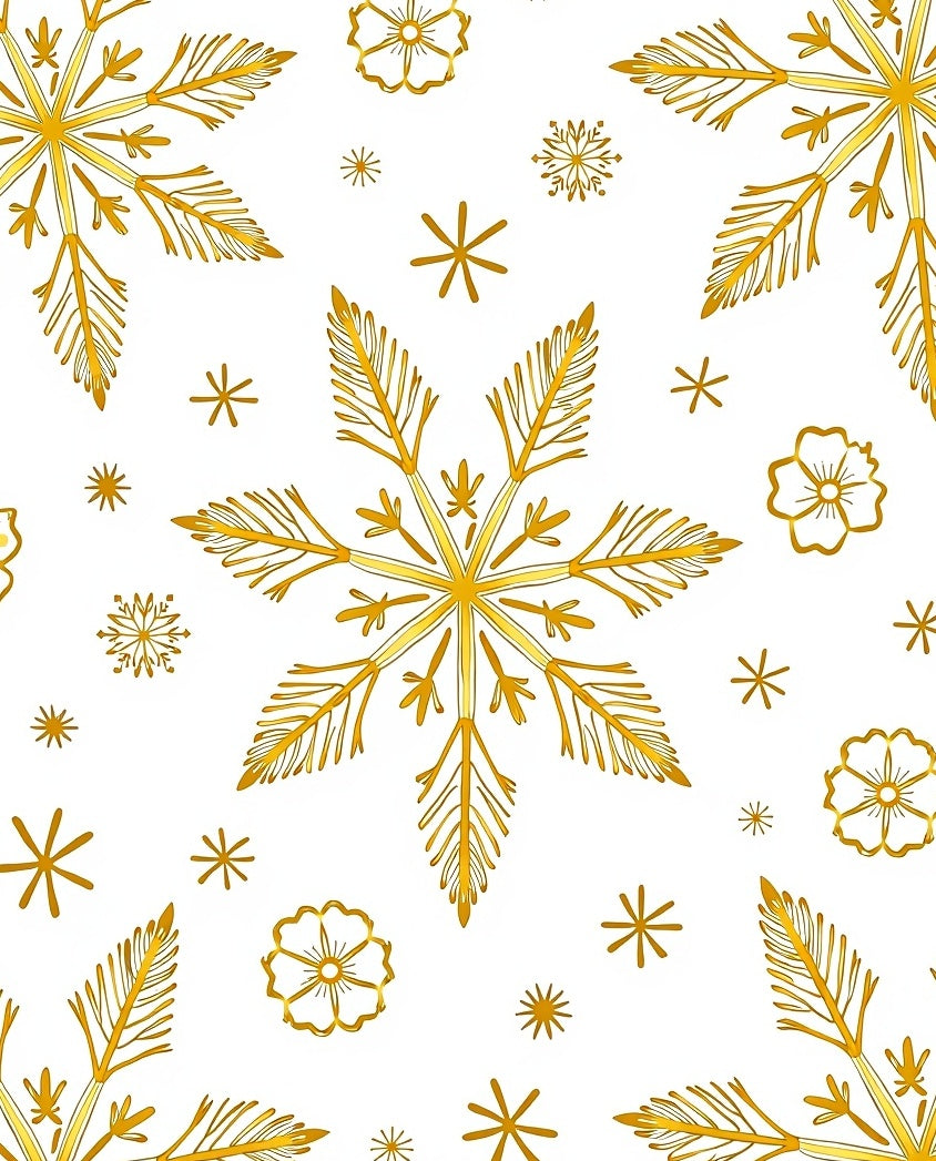 Golden Winter Snowflake Holiday Elements Rug