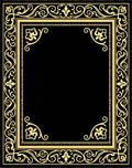 Ornate Gold Black Scrollwork Border Rug