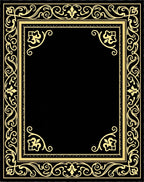 Ornate Gold Black Scrollwork Border Rug