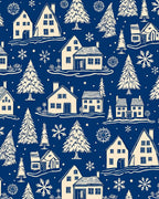 Winter Village Snowflakes Cream Navy Rug