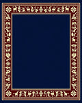 Deep Blue Folk Art Animal Border Rug