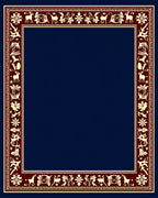 Deep Blue Folk Art Animal Border Rug