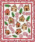 Festive Gingerbread Candy Cane Trees Border Rug