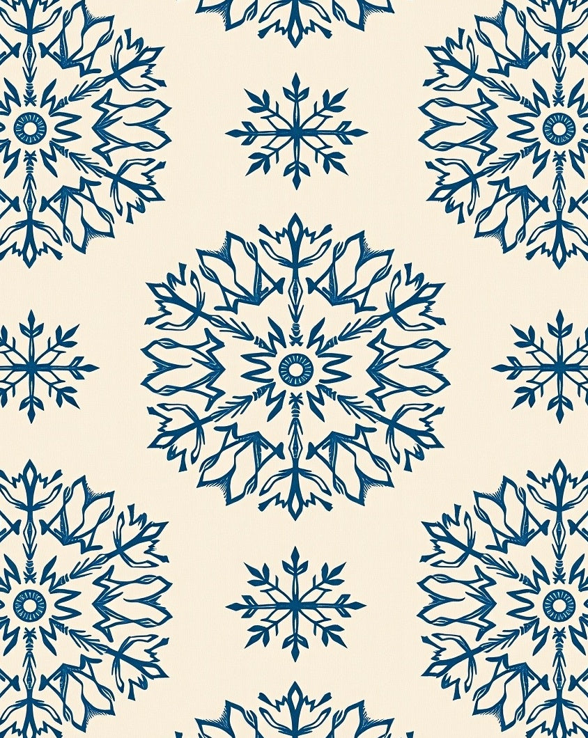 Deep Blue Snowflake Mandala Harmony Rug