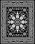 Black White Floral Medallion Borders Rug