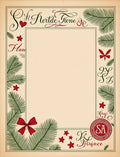 Festive Green Pine Sprigs Red Bows Rug