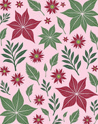Crimson Poinsettia Foliage Pink Rug
