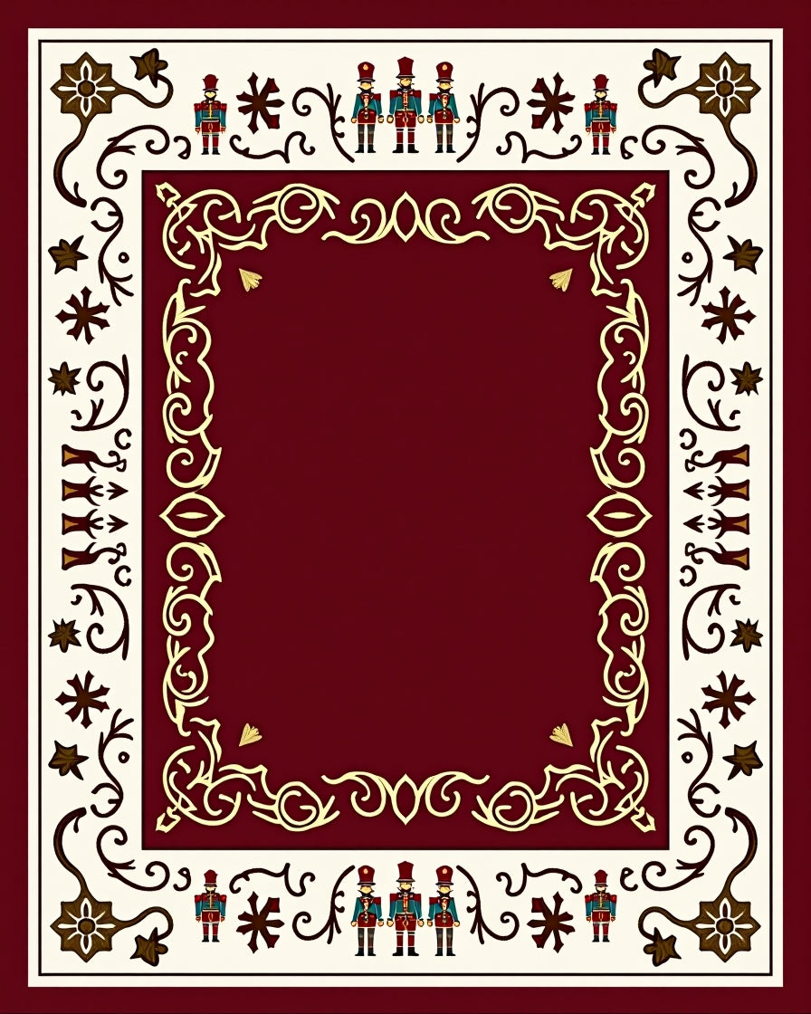 Crimson Cream Toy Soldier Border Rug