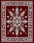 Crimson White Floral Snowflake Medallion Rug