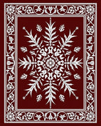 Crimson White Floral Snowflake Medallion Rug
