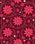 Crimson Floral Poinsettia Star Arrangement Rug