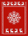 Red White Snowflake Reindeer Border Rug