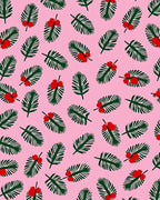 Pink Pine Sprig Berry Accents Rug