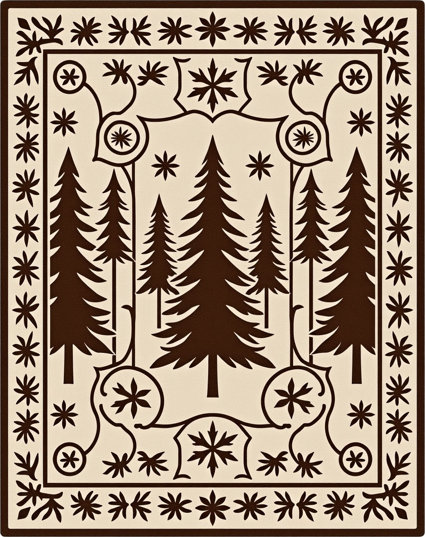 Forest Trees Folk Art Rug