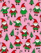 Pink Holiday Gnome Candy Cane Trees Rug