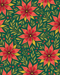 Bold Red Floral Garden Leafy Rug