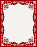 Crimson Floral And Snowflake Border Rug