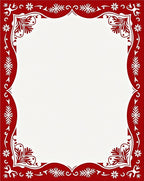 Crimson Floral And Snowflake Border Rug