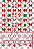 Red Green Bow Snowflake Border Rug