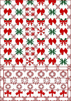 Red Green Bow Snowflake Border Rug