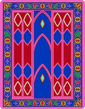 Vibrant Pink Blue Red Archway Rug